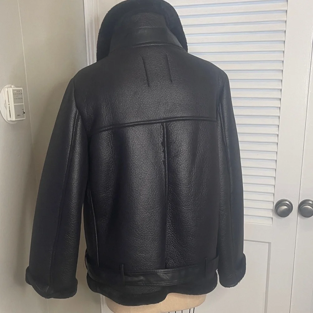 Zara Black faux Shearling Women's Jacket szXL - Picture 4 of 5